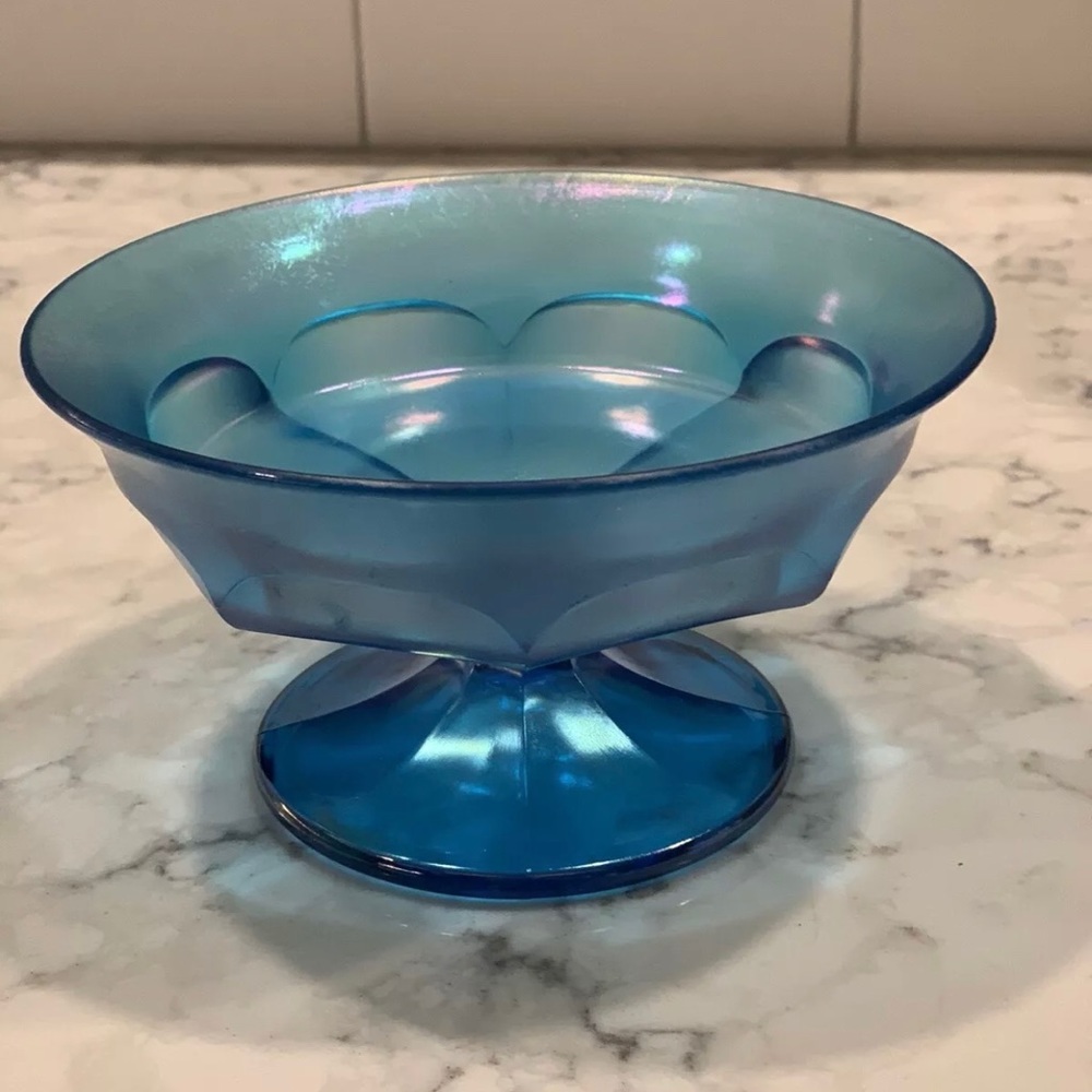 Northwood Blue Frosted stemmed dish